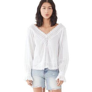 byTiMo Slub Cotton Peasant Blouse in White Women's Size S NWT‎ $275